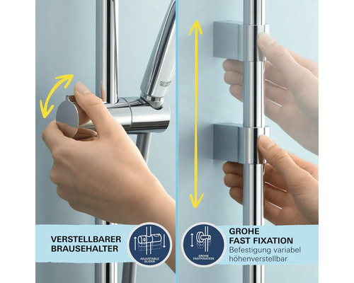 Verstellbare Duschstange mit einfacher Montage und Brausehalter