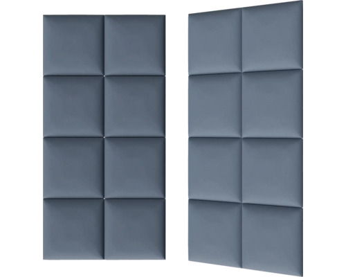 Zwei Schallschutzplatten mit quadratischem Muster zur Wandmontage