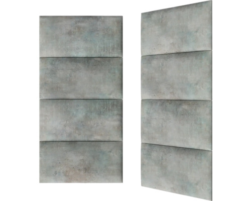 Deux panneaux muraux avec chacun quatre éléments rectangulaires rembourrés