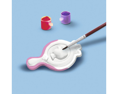 Pots de peinture, pinceau et palette de peinture pour enfants