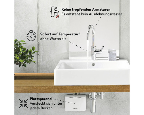 Szene eines Waschbeckens mit Armatur und Untertischgerät