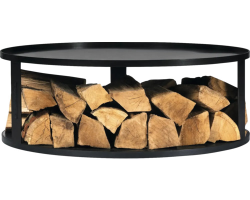 Étagère à bois de chauffage en métal avec bûches