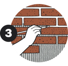 Illustration d''une réparation de maçonnerie avec un pinceau et le numéro 3.