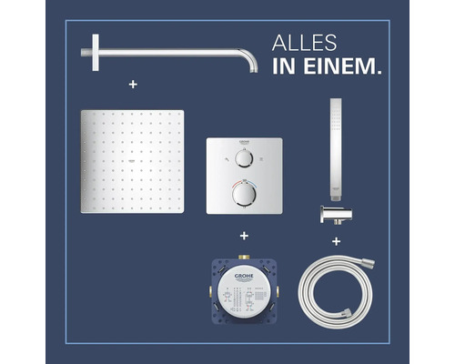 Système de douche Grohe avec douche de tête, douchette et thermostat