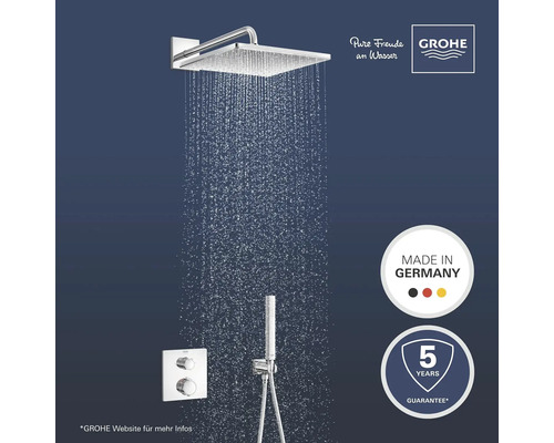 Douche de tête carrée avec douchette à main et mitigeur thermostatique de Grohe