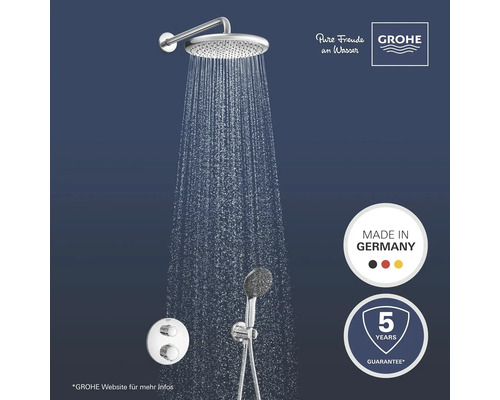 Système de douche avec douche de tête, douchette à main et mitigeur thermostatique de Grohe