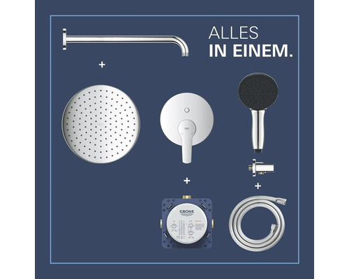 Système de douche Grohe Euphoria avec robinet, douche de tête, douchette à main et flexible de douche