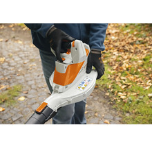 Laubbläser in der Hand einer Person