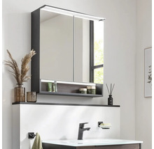 Spiegelschrank FACKELMANN B.Paris 70 x 15,6 x 71,8 cm schwarz matt 2-türig LED IP 20
