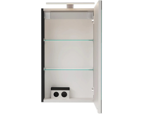 Armoire de toilette ouverte avec étagères en verre pour la salle de bain