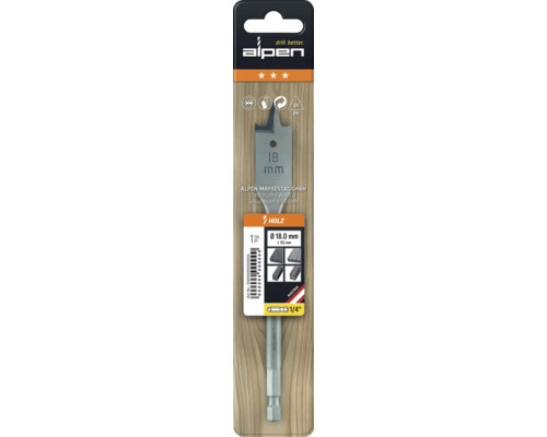 Alpen Holzspiralbohrer mit 18 Millimeter Durchmesser in Verpackung
