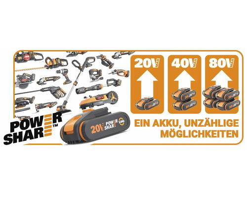 Batteries et outils de jardin Worx Power Share