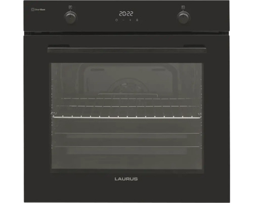 Four encastrable noir Laurus avec affichage numérique et boutons de commande.