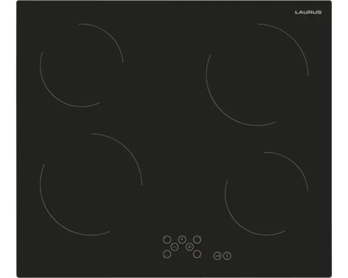 Plaque de cuisson vitrocéramique avec quatre zones de cuisson et panneau de commande tactile