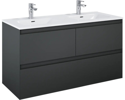 Waschtischunterschrank mit Doppelwaschbecken und zwei Schubladen