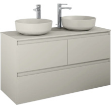 Waschtisch mit zwei Aufsatzwaschbecken und Unterschrank