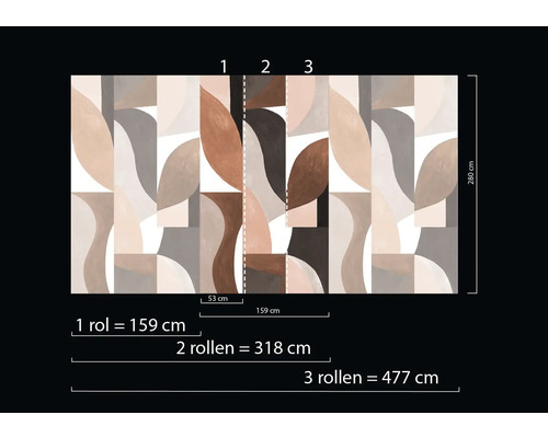 Papier peint avec motif abstrait et indications de taille