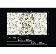 Illustration des largeurs de papier peint avec décor de feuilles