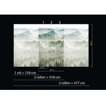 Fototapete mit Berglandschaft und Größenangaben