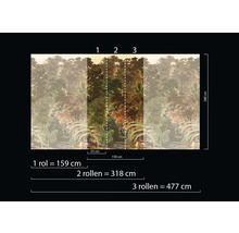 Papier peint photo avec motif de forêt et indications de taille