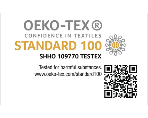 Label OEKO-TEX Standard 100 : Testé sans substances nocives.