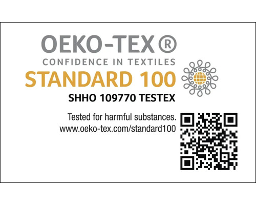 OEKO-TEX Standard 100 Siegel: Geprüft auf Schadstoffe.