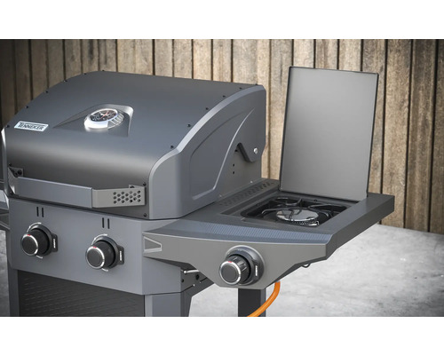 Gasgrill mit Seitenkochfeld und Deckelthermometer