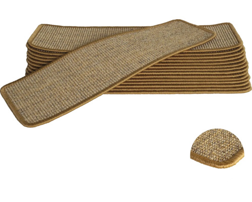 Set de tapis d'escalier Sisal rectangle naturel foncé 20x65 cm 15 pièces Set de tapis d'escalier Sisal rectangle naturel foncé 20x65 cm 15 pièces