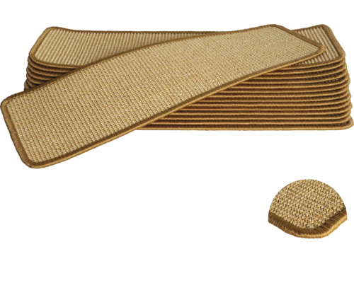 Set de tapis d'escalier Sisal rectangle naturel clair 20x65 cm 15 pièces Set de tapis d'escalier Sisal rectangle naturel clair 20x65 cm 15 pièces