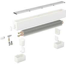 Schéma éclaté d''un convecteur de radiateur avec couvercle, boîtier, registre et accessoires de raccordement