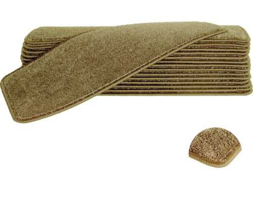 Stufenmatte-Set Sweet rechteckig taupe 20x65 cm 15-teilig Stufenmatten aus Teppich, rechteckig und rund, im Stapel