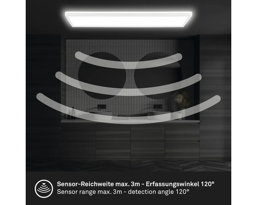 Deckenleuchte mit Bewegungssensor im Badezimmer.