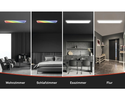 Verschiedene Wohnräume mit Deckenleuchten