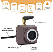 Caméra de surveillance avec antenne wifi, vision nocturne infrarouge, boîtier IP66 et câble d''extension de 10 mètres