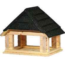 Vogelhaus aus Holz mit Bitumendach