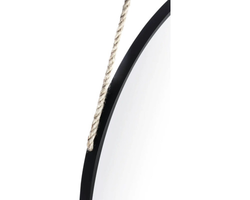 Miroir rond avec cadre et corde de suspension