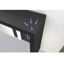 Auvent Gutta BS Plus 160 RAL 7016 anthracite 200x90 cm partie latérale droite avec boîte aux lettres, sonnette et interphone acier inoxydable évacuation de l'eau dans la partie latérale
