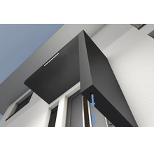 Auvent Gutta BS Plus 160 RAL 7016 anthracite 200x90 cm partie latérale droite avec boîte aux lettres, sonnette et interphone acier inoxydable évacuation de l'eau dans la partie latérale