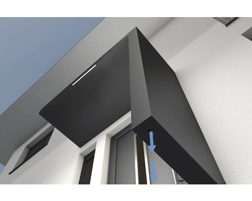 Bâtiment avec évacuation des eaux pluviales sur la façade