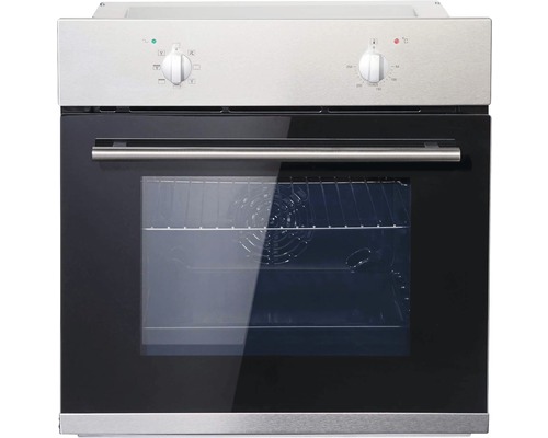 Four encastrable avec porte en verre et boutons de commande.