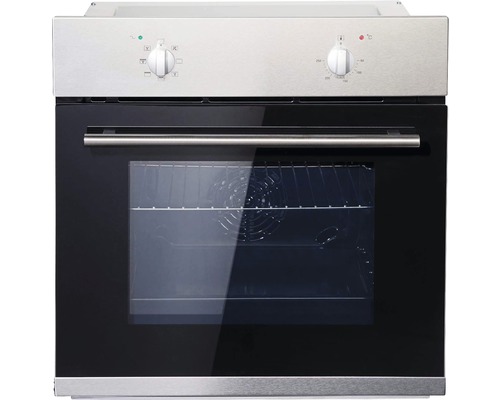 Edelstahl Einbaubackofen mit Sichtfenster und Drehreglern