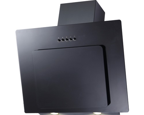 Hotte aspirante noire avec boutons de commande et éclairage