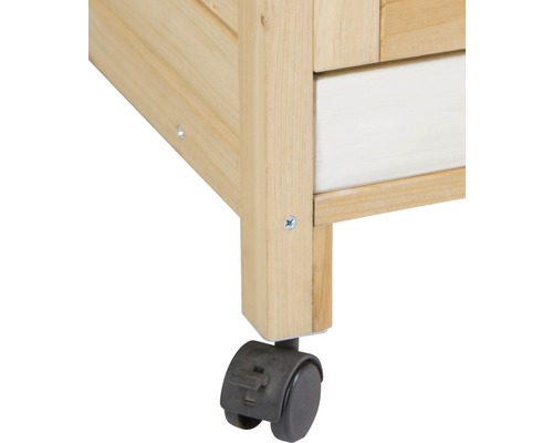 Gros plan sur les roulettes d''un meuble en bois