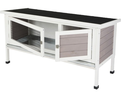 Clapier en bois avec deux portes ouvertes