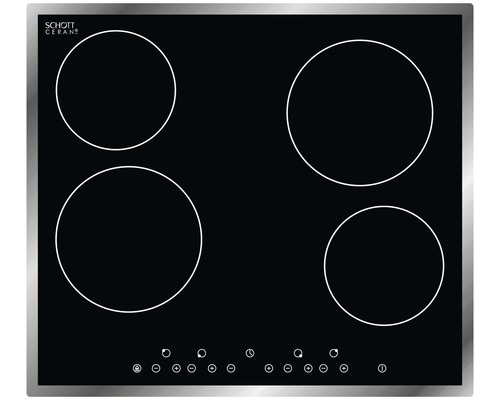 Plaque vitrocéramique noire avec quatre zones de cuisson