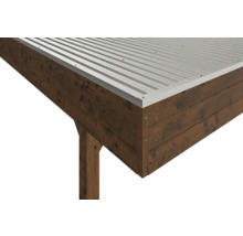 Doppelcarport SKAN HOLZ Friesland-Hybrid inkl. Rückwand/Seitenwand Aluminium, Pfostenanker 557 x 555 cm nussbaum