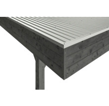 Doppelcarport SKAN HOLZ Friesland-Hybrid inkl. Abstellraum Aluminium, Pfostenanker 557 x 708 cm schiefer