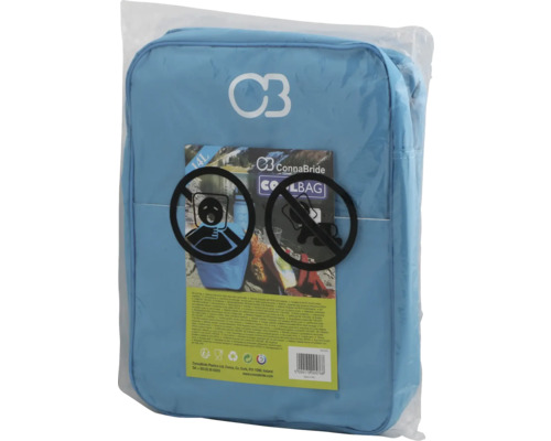 Sac isotherme adapté aux aliments et aux boissons, avec des symboles d''interdiction de congeler les boissons et d''amener des animaux domestiques