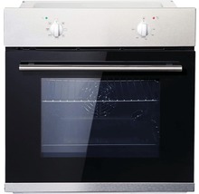 Edelstahl Einbaubackofen mit schwarzer Glastür