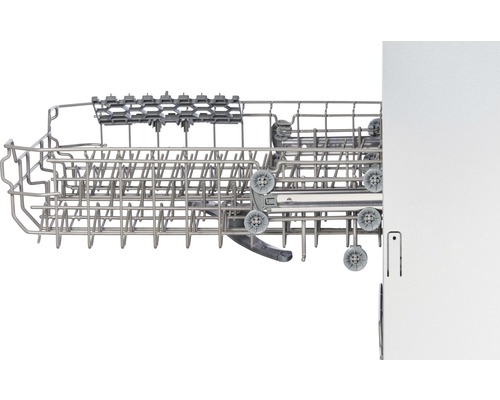 Ausgezogener Geschirrspülerkorb mit Rollen